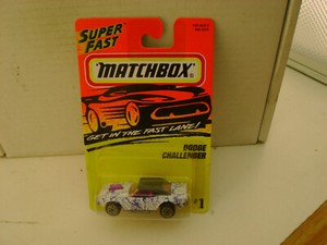 1996 MATCHBOX SUPERFAST #1 WHITE/PURPLE DODGE CHALLENGER NEW ON CARD