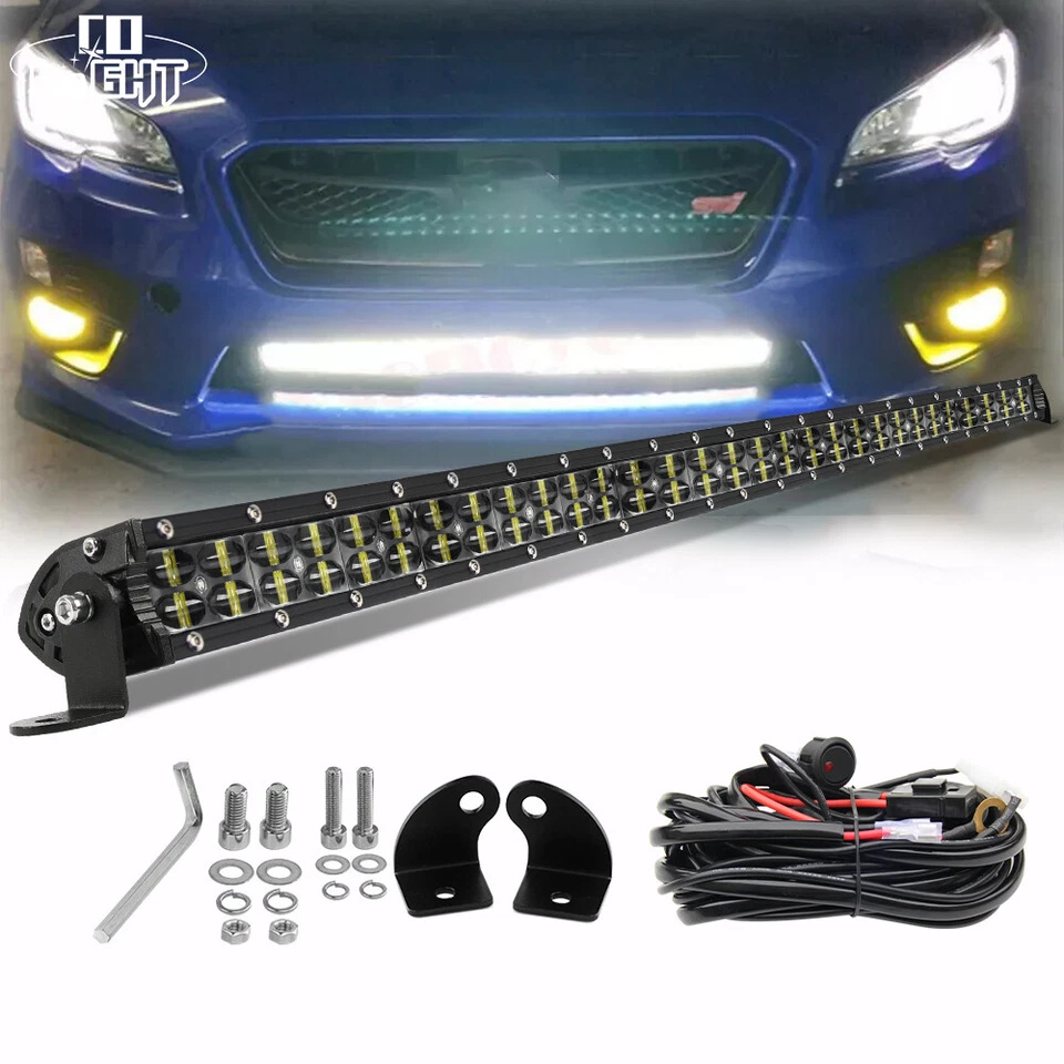 Fit 15-19 Subaru WRX STI Hidden Bumper 32'' 800W LED Light Bar Spot Flood + Wire - Image 1 of 4