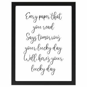 The Universal, Blur, Lucky Day, Lyrics, Home, House Gift, Poster, Print A4 or A5 - Picture 1 of 2