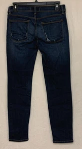 FREE PEOPLE WOMEN'S DARK WASH DENIM BLUE JEANS SIZE 27 Tapered Leg Stretch - Picture 1 of 3