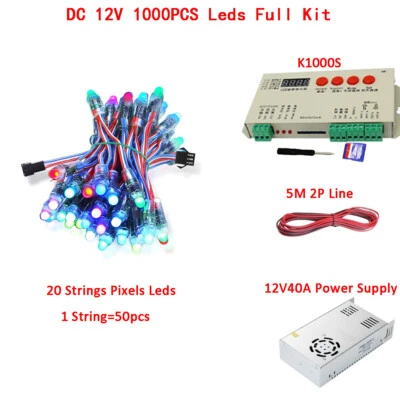 DC12V WS2811 Pixels Digital LED String Lights Waterproof RGB Full Color 12MM - Image 1 of 4