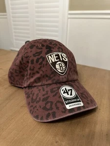 BROOKLYN NETS 47 WOMENS TAWNY LEOPARD CLEAN UP HAT STRAPBACK CAP NEW NBA - Picture 1 of 5
