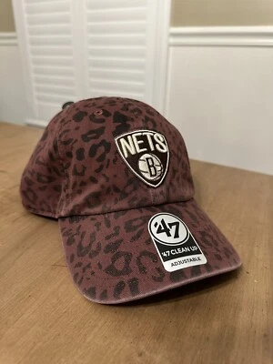 BROOKLYN NETS 47 WOMENS TAWNY LEOPARD CLEAN UP HAT STRAPBACK CAP NEW NBA - Image 1 of 4