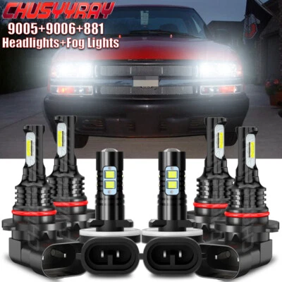 For Chevrolet S10 2000 2001 - 2004 Combo LED Headlights Hi/Lo + Fog Lights Kit - Image 1 of 4