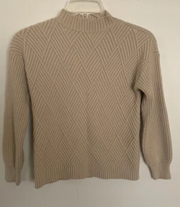 Catherine Malandrino Diamond Knit Crew Neck Sweater Beige Women Sz PXS R3-O4 - Picture 1 of 5