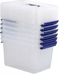 Clear Storage Box with Lid, 6 Liter Small Plastic Box Bins Set of 6 - Picture 1 of 12