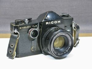 RICOH Singlex TLS 35MM Film Camera Black w/Rikenon 50MM f/1.7 Lens Untested