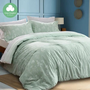 3-Piece Twin Comforter Set, Sage Green Floral Reversible Bedding - Picture 1 of 12
