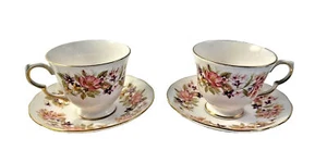 Colclough Cup Saucer Set Wayside England Elegant Purple Floral Tea Queen Set 2 * - Picture 1 of 11
