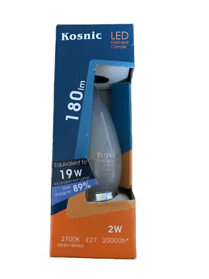 Kosnic LED Filament Candle 2w 220-240vac 2700k Warm White  Pack 4 - Image 1 of 2