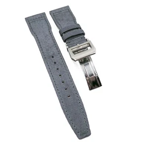 21mm Horizontal Grain Gray Canvas Watch Strap For IWC, Semi Square Tail - Picture 1 of 2