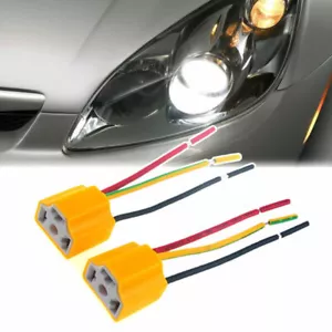 2PC 9003/HB2/H4 Female Ceramic Headlight Lamp Bulb Connector Plug Adapter Socket - Picture 1 of 11