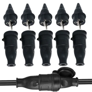 10 Schuko Stecker Und Kupplung Schutzkontakt Steckdose 16A 250V IP44 Wasserdicht - Bild 1 von 11