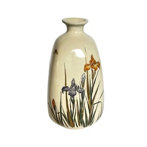 Vintage Japan Sake Tokkuri Vase Ceramic Floral Iris Orchid Butterfly 5 1/2" H - Bild 1 von 11