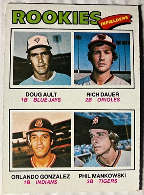 1977 Topps #477 Rookie Infielders/Ault RC/Rich Dauer RC/Gonzalez RC/Mankowski RC - Image 1 of 2