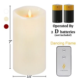 Luminara Battery Operated Real Wax Pillar Led Candle Flicker with Timer 7inch - Picture 1 of 2