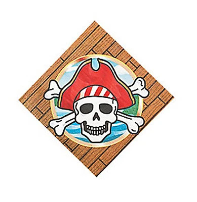 Pirate Napkins Disposable Beverage Serviettes Pirates Skull Crossbones Pk of 16 - image 1 of 4