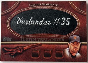 2011 Topps Justin Verlander Personalized Leather Nameplates BLACK SP /99 *Tigers