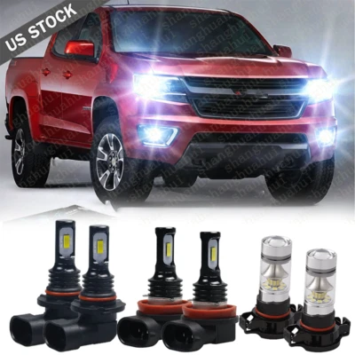 For Chevy Colorado 2015-2020 6x Combo White LED Headlight Hi/Lo Fog Light Bulbs - Image 1 of 4