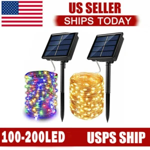 10M 20M Solar String Lights Outdoor Waterproof LED Warm White Multicolor Garden - Picture 1 of 14