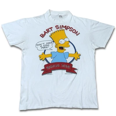 Vintage Stedman Bart Simpson T-Shirt Men's XL White Don’t Have A Cow Single - Image 1 of 4