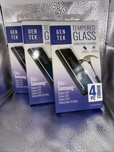 3 GenTek Screen Protector Tempered Glass Galaxy S10+ S20 S20+ Note 20 Ultra - Photo 1 sur 2