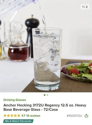 Vajilla de bar Anchor Hocking 3172U base pesada 12-1/2 oz. Vaso para bebidas | 72 en estuche Foto 1 de 2