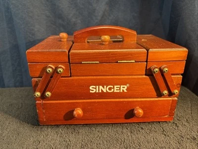 Caja de Costura Singer Acordeón Plegable Madera Costura Carrito Organizador Q1 Foto 1 de 4