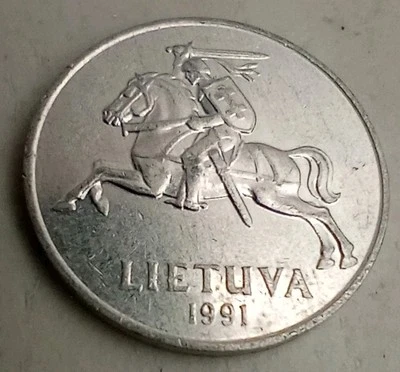 2 Centai 1991 Lithuania Coin Knight On Horse Lietuva - Image 1 of 2