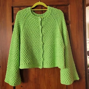 Strickjacke Cardigan Damen Grün Größe M Handarbeit NEU - Bild 1 von 12