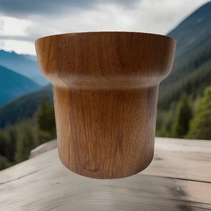 "Cubo de hielo de madera de teca de Dinamarca diseño excavado MCM DECORACIÓN SIN TAPA 7"" DE ALTO" - Imagen 1 de 11