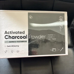 My Smile Activated Charcoal Powder Teeth Whitening Kit with 2x Bamboo Toothbrush - Picture 1 of 8