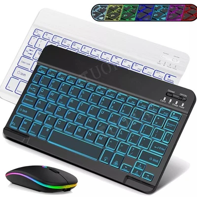 QWERTZ Beleuchtet Tastatur Maus Für Samsung Galaxy Tab S9 FE S8 S6 Lite A9+ A8 - Bild 1 von 4