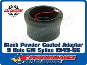 Cal Custom 9 Hole Steering Wheel Adaptor/Boss GM Spline 1949-66 Black Aluminium - Picture 1 of 3