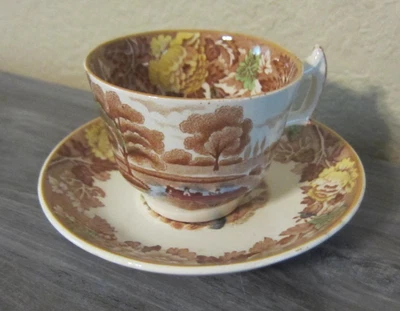 Vintage Wood and Sons Enoch Woods English Scenery Teacup & Saucer England - Image 1 of 4