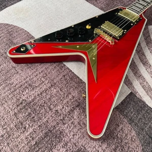 LEFT HAND Flying V Electric Guitar 6 String HH Gold Hardware RED Free Ship - Picture 1 of 6