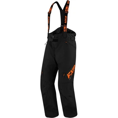 FXR Mens Clutch FX Snowmobile Pants F.A.S.T Insulated Black/Orange Snow Bibs Foto 1 de 4