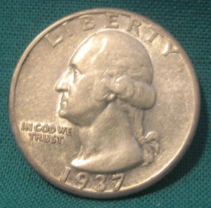 1937-P Washington 90% Plata 25c-Bonitos Detalles-Grado Superior-AU-#408 - Imagen 1 de 2