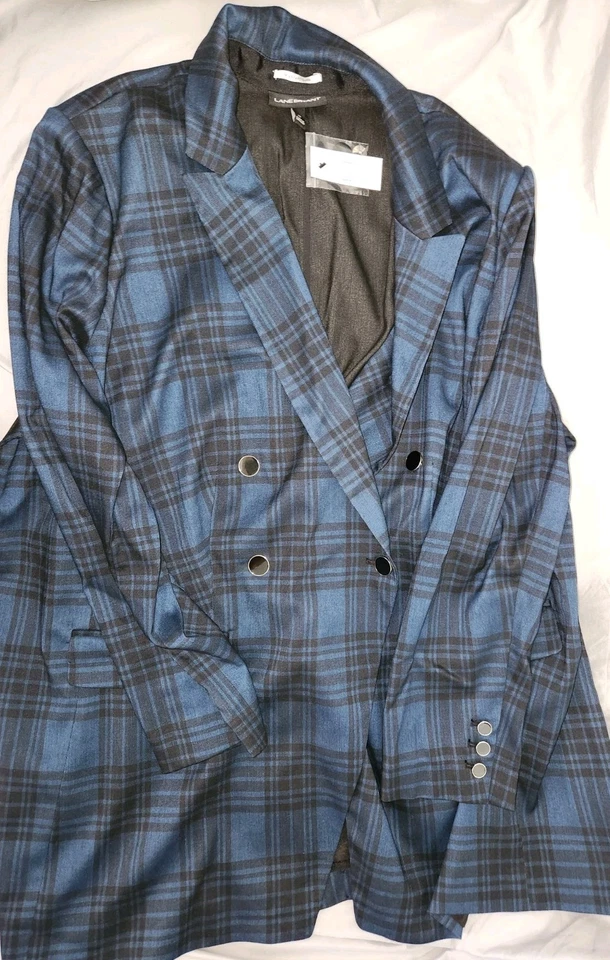 Blazer xadrez azul e preto novo com etiquetas da Lane Bryant tamanho 28 - Imagem 1 de 4
