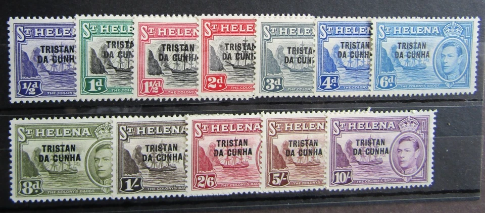 TRISTAN DA CUNHA - 1938 GV1 DEFINITIVE SET - S.G.1/12 - FINE MINT MH CAT £130 - Изображение 1 из 1