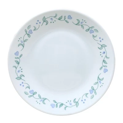 Corelle Plate Vitrelle Glass 17cm Country Cottage Dessert Appetiser Round White - Image 1 of 2