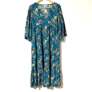 Natural Life Charlotte Midi Teal Stufen Maxikleid Boho fließend V-Ausschnitt S - Bild 1 von 8