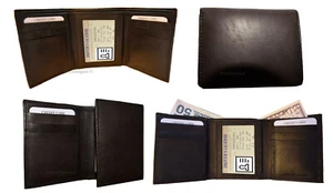 Lot of 4 New Men's Brown leather Trifold wallet 1 ID 6 card 2 bill slots - Picture 1 of 12