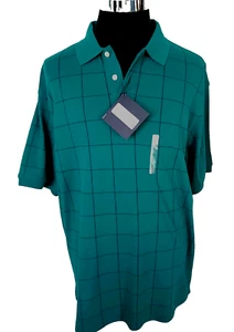 Nuevo con etiqueta Roundtree & Yorke Polo Para hombres Talla Grande Verde Negro Cuadros - Imagen 1 de 15