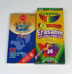 Crayola Erasable Colored Pencils 24ct & Prang Skin Tone 12ct Colored Pencils Lot - Picture 1 of 3