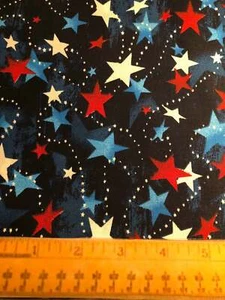 Estrellas rojas blancas azules, tela de algodón 1/3 yarda 42" W X12" L - Imagen 1 de 1