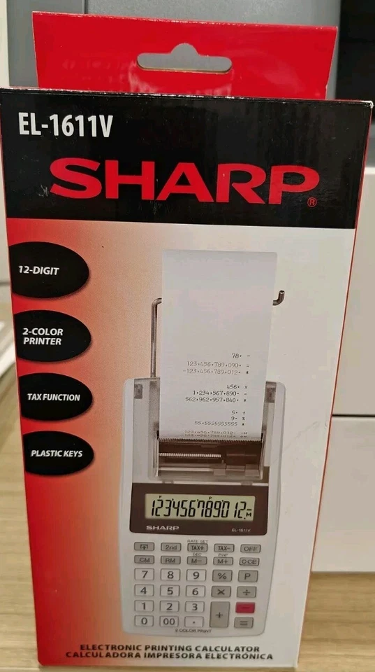 Sharp EL-1611V 12 Digit Large LCD Display Two-Color Printing Calculator - Image 1 of 1