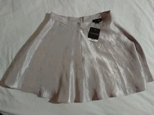 Skirt pale pink blue  shiny topshop zipper tags new polyester cotton - Picture 1 of 8