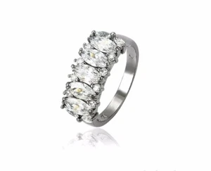 New Elegant Fashion Ring Black Gun Colour Fitted with Italian Synthetic Stone - Picture 1 of 4