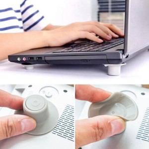 4pc Notebook Cooling Pad Feet Suction Laptop Cooler Stand Gray Foot Holder Set